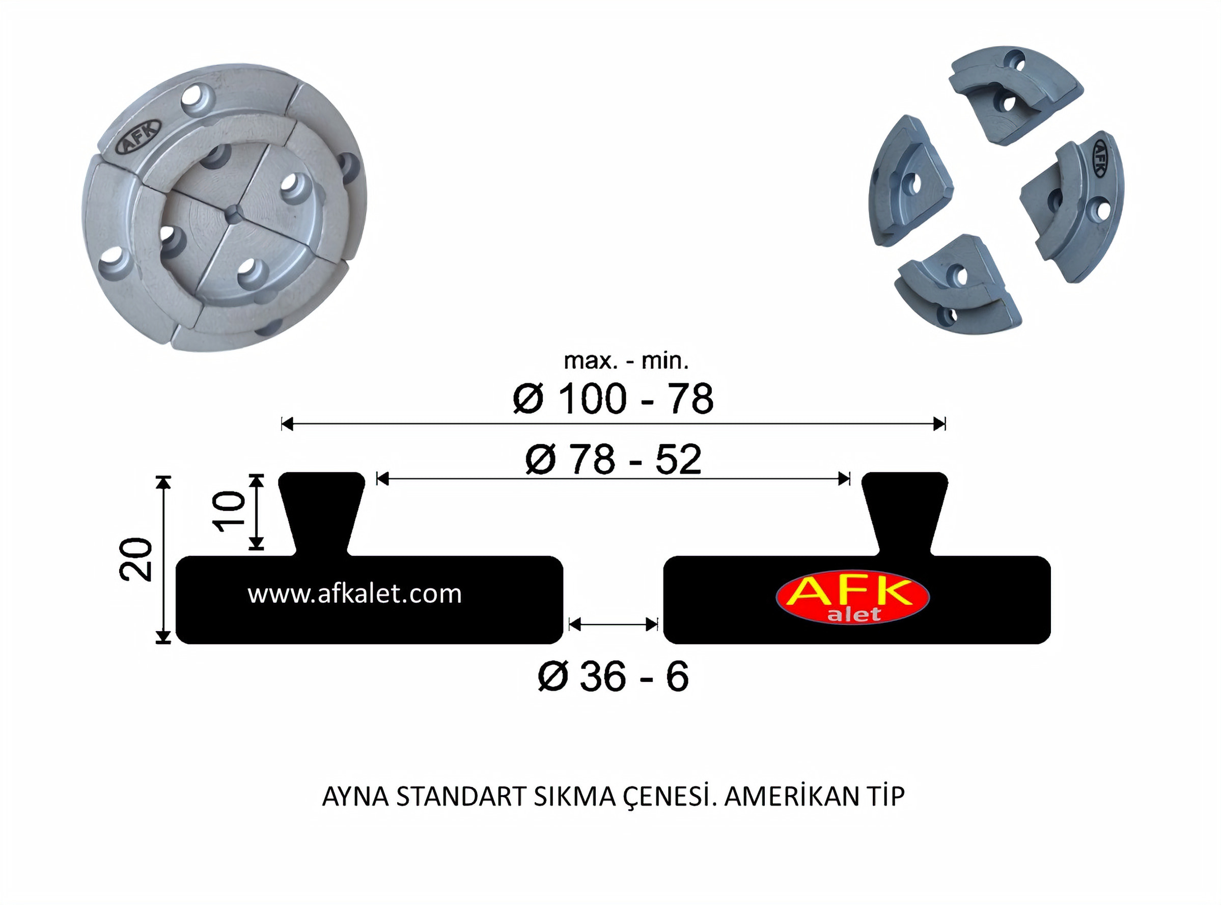 Ayna Standart Sıkma Çenesi (Amerikan Tip)