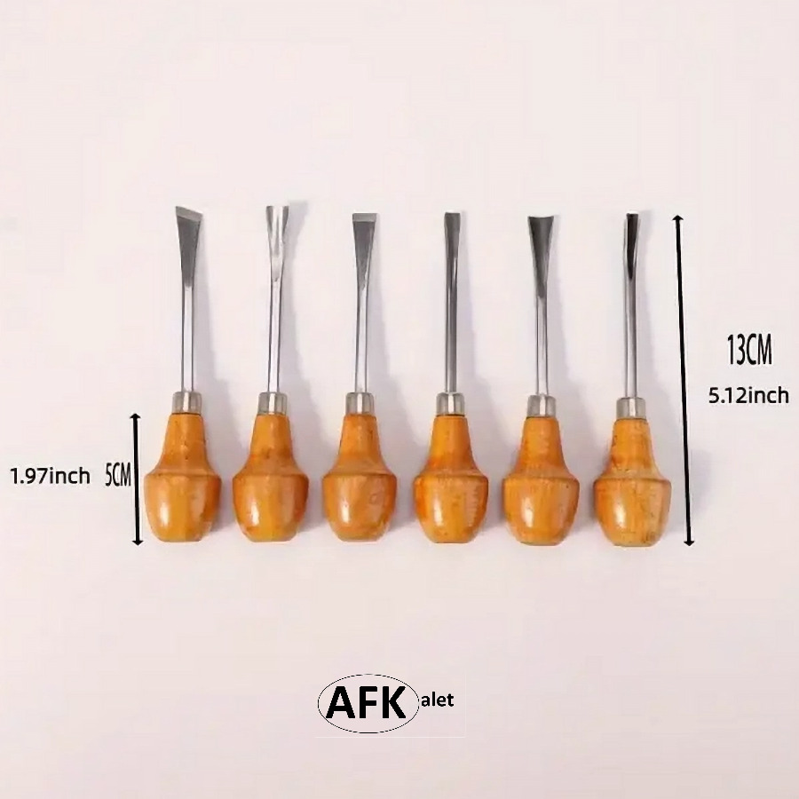 Avuç içi (topbaş) Mikro 6’lı İskarpela Seti    (HSS)