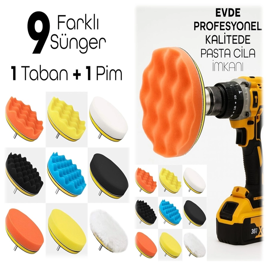 Pasta Cila Polisaj Süngeri Seti-Matkap Uyumlu Pasta Cila Parlatma Pedi Set