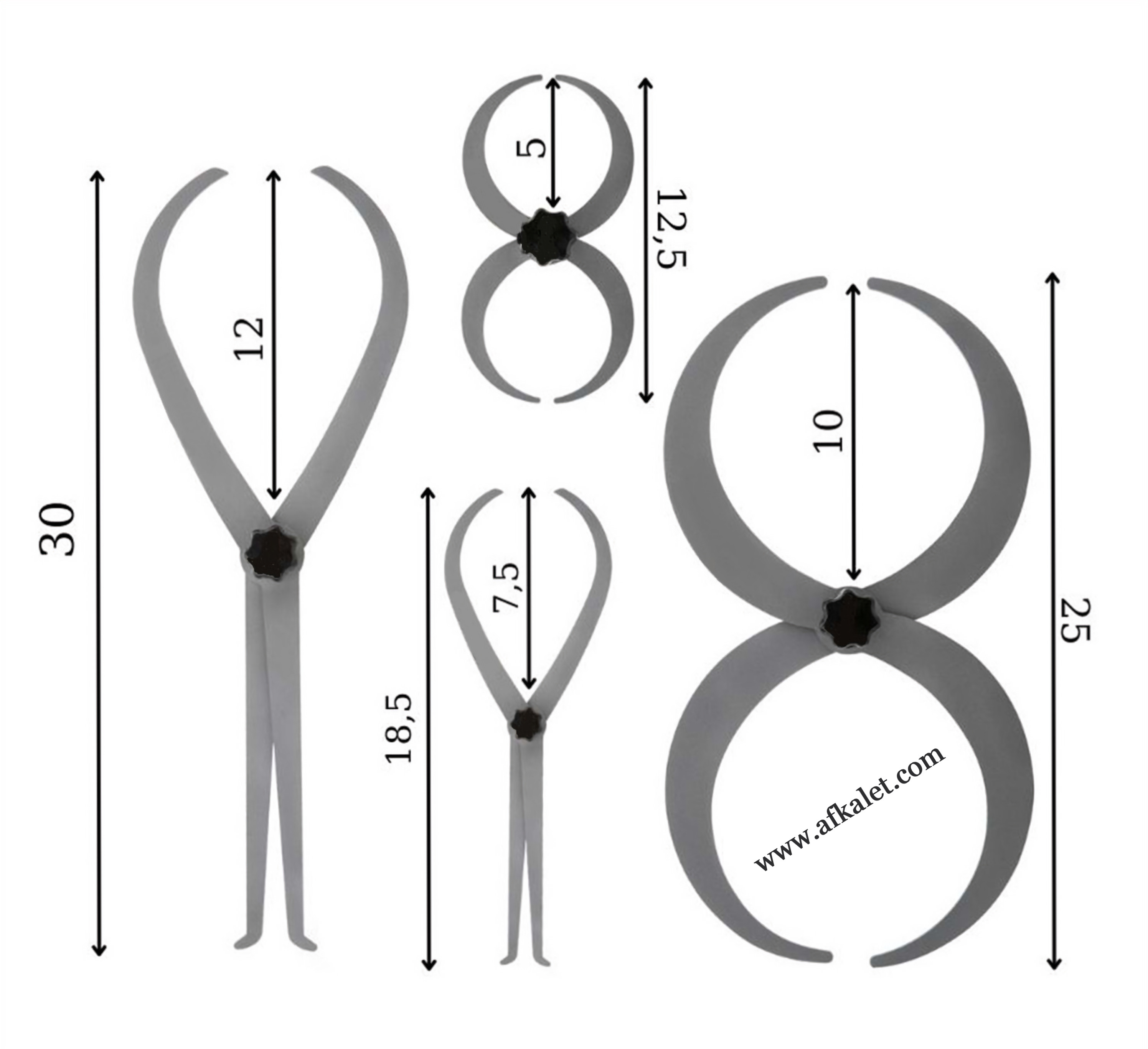 Kalınlık Ölçer-İç/dış çap ölçer . 4’lü SET