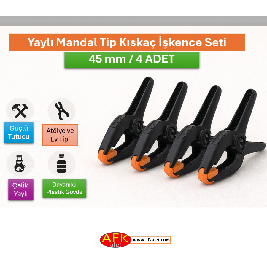 Kıskaç İşkence Seti Yaylı Mandal Tip - 4 Adet (45 mm)