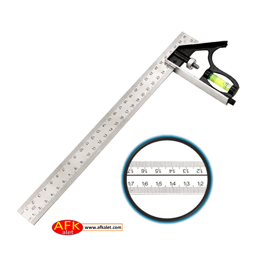Ayarlanabilir Su Terazili Gönye 30 cm 45-90° Marangoz Açı Ölçer Gönye/Cetvel