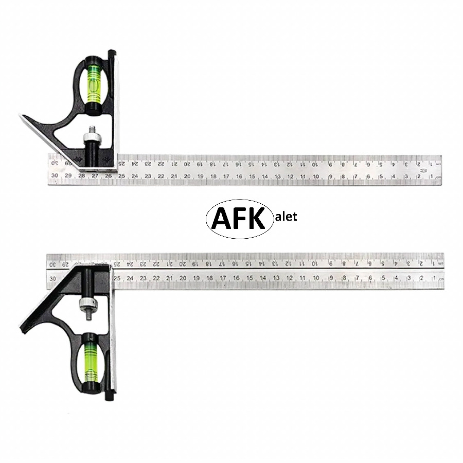 Ayarlanabilir Su Terazili Gönye 30 cm 45-90° Marangoz Açı Ölçer Gönye/Cetvel
