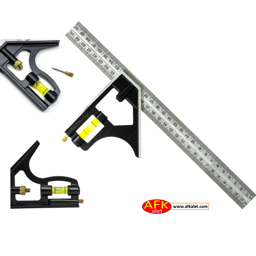 Ayarlanabilir Su Terazili Gönye 30 cm 45-90° Marangoz Açı Ölçer Gönye/Cetvel