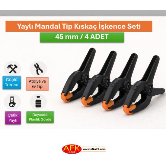 Kıskaç İşkence Seti Yaylı Mandal Tip - 4 Adet (45 mm)