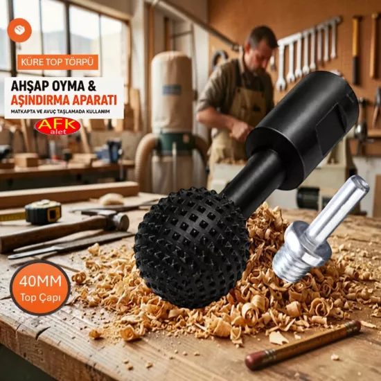  M14 Aparatlı Küre Top Törpü 40mm Ahşap Oyma Aşındırma Ucu Avuç Taşlama Matkap Uyumlu Karbon Çelik